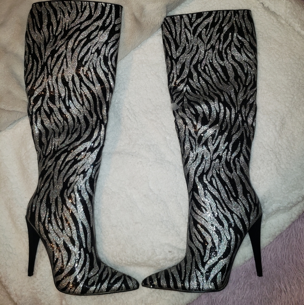 BNIB Zebra Knee High Boots